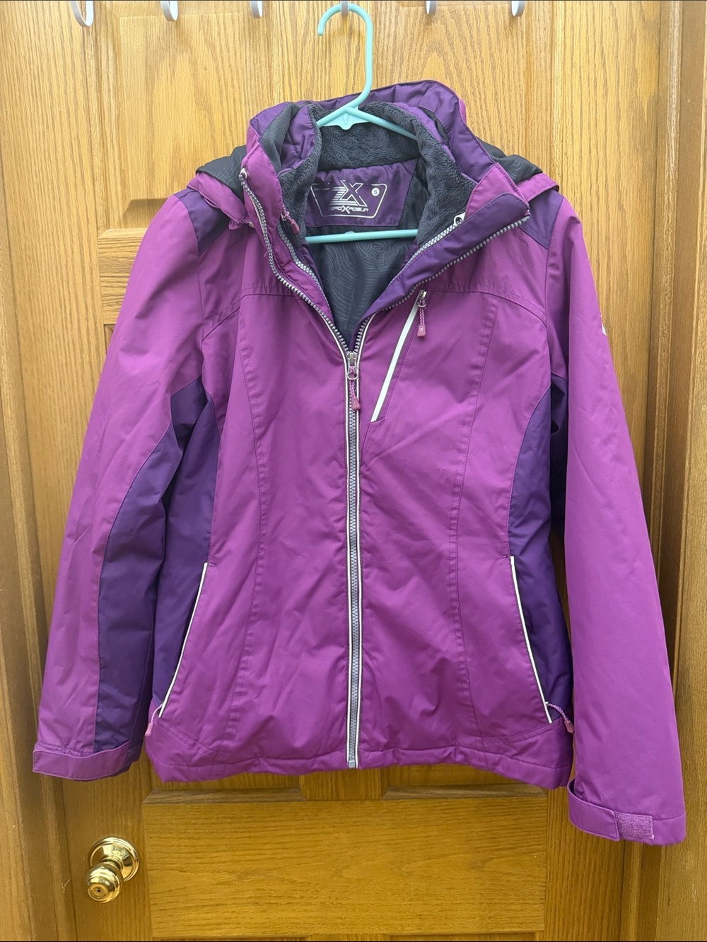 ZeroXposur Outdoor Purple Hooded Ski Jacket w Removable Inside Liner Sz S